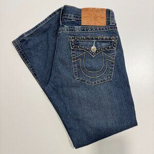 True Religion Mens Billy Super T Straight Leg Jeans Studded Distressed Size 34